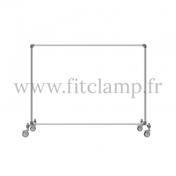 Tubular structure single clothes rail. Perfect for shop layouts. Shop fitting with Tube clamp fitting.