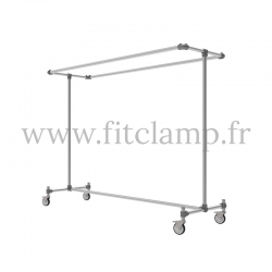 Porte-vêtements double largeur en structure tubulaire