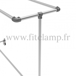 Porte-vêtements double largeur en structure tubulaire acier galvanisé. Raccord tubulaire angle. FitClamp