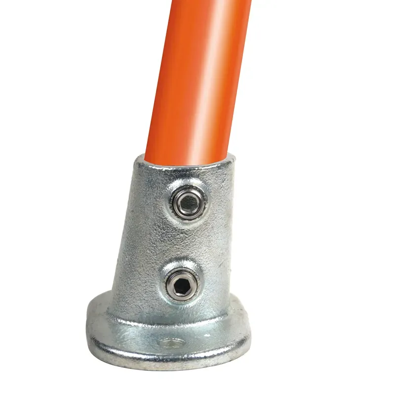 Tube clamp fitting 152 for tubular structures: Railing base flange 0 -11°. With double galvanized protection