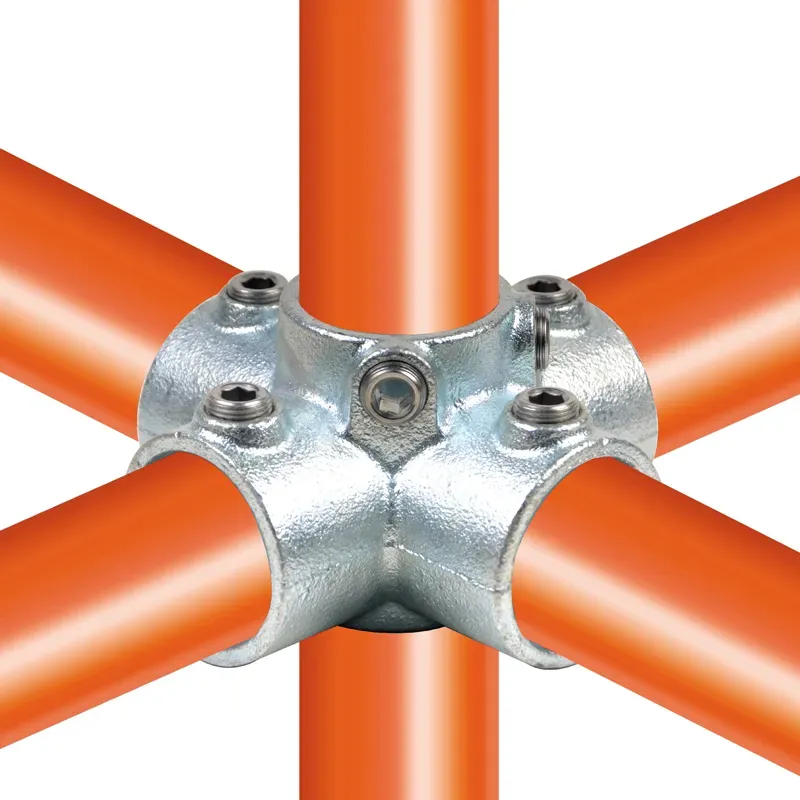Tube clamp fitting 158  for tubular structures: Four-way cross