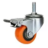 360° Caster - Threaded - Silver - With brake - Black/Orange