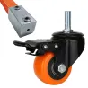 360° Caster - Threaded - Black - With brake - Black/Orange