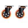 360° Caster - Plate - Black - Without brake - Black/Orange