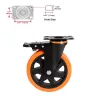 Roulette 360° - Platine - Noir - Avec frein - Noir/Orange