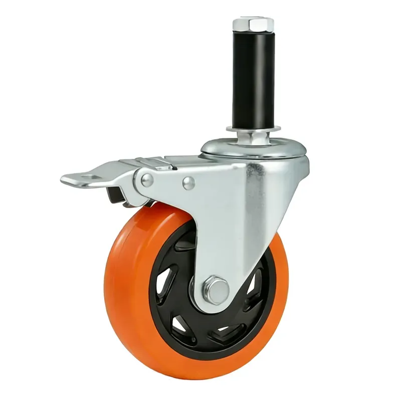 Roulette - Douille Expensive - Silver - Avec frein - Noir/Orange