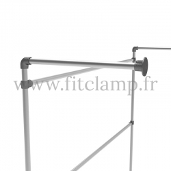 Porte-vêtements mural simple en structure tubulaire acier galvanisé B 34. Raccord tubulaire platine de fixation. FitClamp