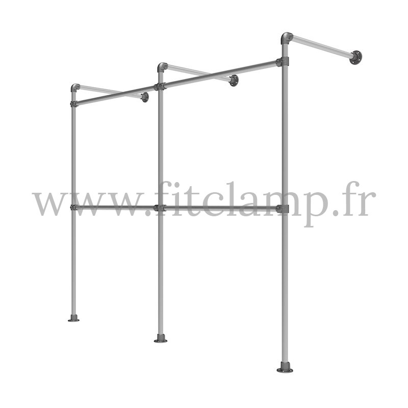 Porte-vêtements mural double en structure tubulaire Ø B 34. FitClamp