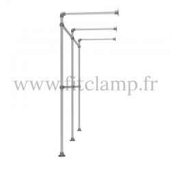Double wall-mounted clothes rail - tubular structure. Perfect for shop layouts
