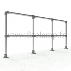 Poteau barrière C42 extension en structure tubulaire C42 - Sol plat 0°. Aucune soudure nécessaire. FitClamp
