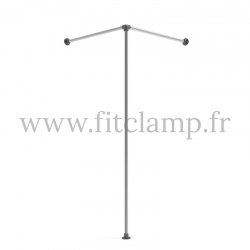 Cabine d'essayage Corner en structure tubulaire acier galvanisé. En Situation sans rideau. FitClamp