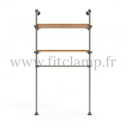 Single-width shelving with hanging wardrobe. B34 Tubular structure. Perfect for shop layouts