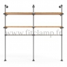 Double-width shelving with hanging wardrobe. Tubular structure. Perfect for shop layouts
