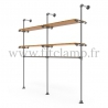 Double-width shelving with hanging wardrobe. Tubular structure. Tubular structure with galvanised steel round tubes Ø B34.