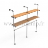 Double-width shelving with hanging wardrobe. Tubular structure. FitClamp