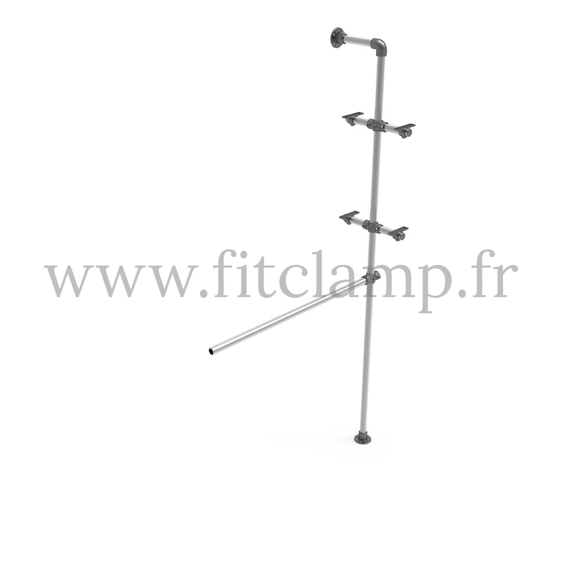 Shelving with hanging wardrobe - Extension. Tubular structure. FitClamp