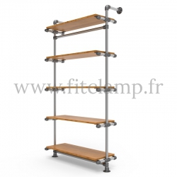 Estantería individual de 5 niveles de estructura tubular. FitClamp.