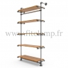 Etagère simple 5 niveaux en structure tubulaire acier galvanisé avec tablette bois. FitClamp.