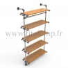 Etagère simple 5 niveaux en structure tubulaire acier galvanisé Ø  B34 avec tablette bois. FitClamp.