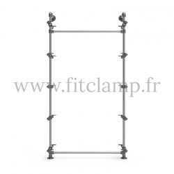 Etagère simple 5 niveaux en structure tubulaire acier galvanisé sans tablette. FitClamp.