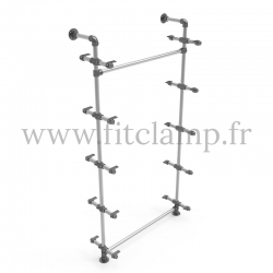 Etagère simple 5 niveaux en structure tubulaire acier galvanisé Ø  B34 sans tablette bois. FitClamp.