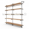 Double-width 5-level shelving with hanging wardrobe. Tubular structure.