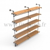 Double-width 5-level shelving with hanging wardrobe. Tubular structure. Quick and easy assembly with an Allen key. FitClamp