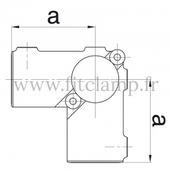 Raccord tubulaire Coude intermédiaire bis (116A) pour un assemblage tubulaire. Dessin technique