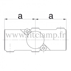 Tube clamp fitting 119A for tubular structures: Two socket cross (a), compatible for use with 3 tubes.