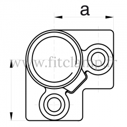 Conector tubular 128: Codo 90° tipo esquinero. Compatible: 3 tubos. se montan con una simple llave Allen. FitClamp