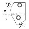 Raccord tubulaire T court 30°-60° (129) pour un assemblage tubulaire. Compatible pour fixer 2 tubes. Dessin technique