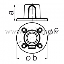Tube clamp fitting 131 for tubular structures: Base flange. Recommended tightening torque: 40Nm