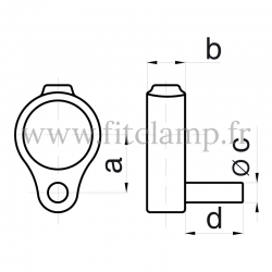 Raccord tubulaire Bague portail mâle (140) pour un assemblage tubulaire. Double galvanisation. Dessin technique