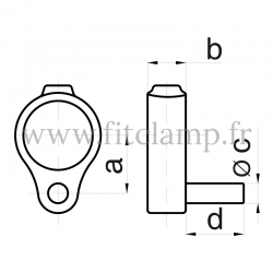 Conector tubular 140: Pasador puerta macho para montaje tubular. Se montan con una simple llave Allen