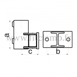 Conector tubular 145: Soporte de fijación con pletina horizontal para montaje tubular. Se montan con una simple llave Allen