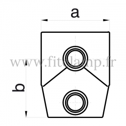 Raccord tubulaire T court incliné 0°-11° (153) pour un assemblage tubulaire. Double galvanisation. Plan