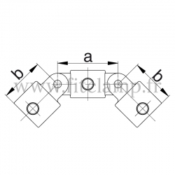 Conector tubular 167: Cruz giratoria 180° vertical para montaje tubular