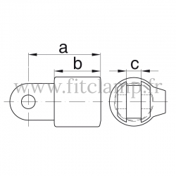 T court orientable - Partie femelle - Raccord tubulaire FitClamp. Double galvanisation. Plan