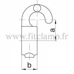 Conector tubular 182: Gancho compatible con 1 tubo para montaje tubular