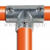 Conector tubular 104: T largo compatible con 3 tubos para montaje tubular. FitClamp. con doble protección de galvanizado