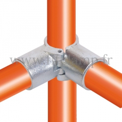Conector tubular 116A: Codo intermedio bis compatible con 3 tubos para montaje tubular. Con doble protección de galvanizado