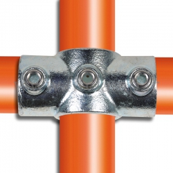 Conector tubular 119: Cruz compatible con 3 tubos para montaje tubular. FitClamp. con doble protección de galvanizado