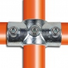 Tube clamp fitting 119: Two socket cross, compatible for use with 3 tubes, for tubular structures. Easy to install