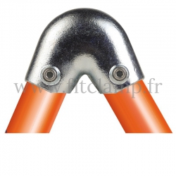 Tube clamp fitting 123 for tubular structures: Variable elbow clamp 40- 70°, compatible for use with 2 tubes.