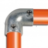 Tube clamp fitting 125 for tubular structures: 2-way elbow 90° clamp, compatible for use with 2 tubes.