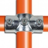 Tube clamp fitting for tubular structures: Reducing socket cross. Suitable for joining 2 tubes.