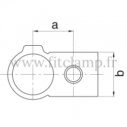 Raccord tubulaire Croix décalé mixte (161) pour un assemblage tubulaire. Double galvanisation. Plan