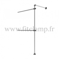 Tubular double wall-mounted clothes rail extension. FitClamp