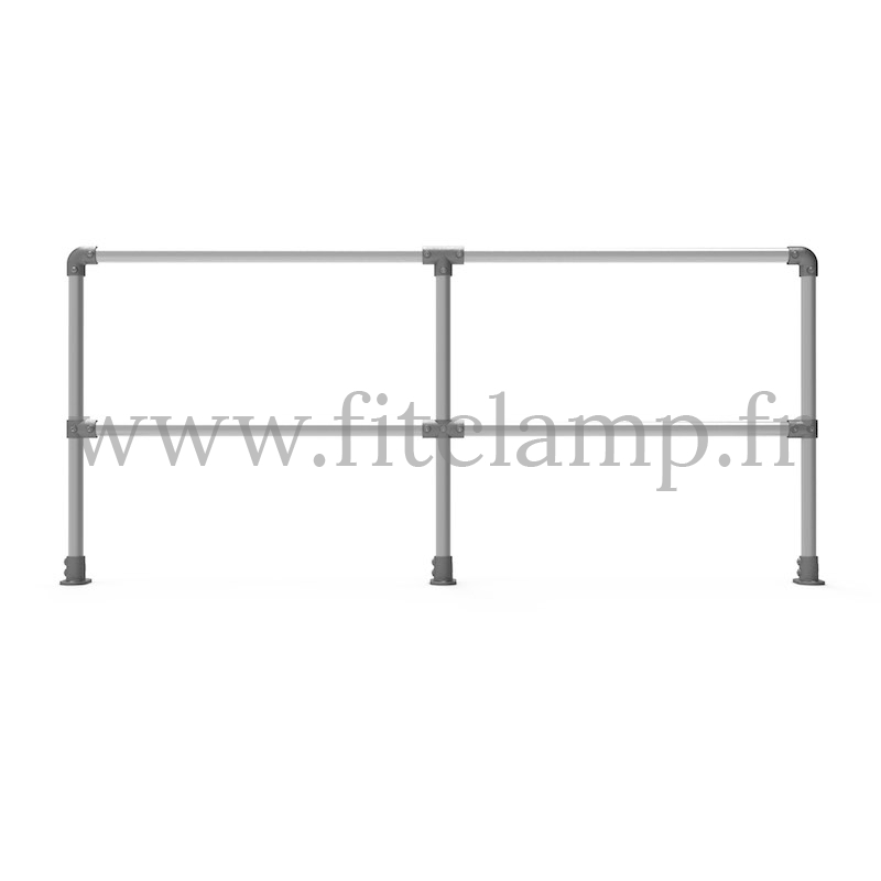 Barrière droite D48 double - garde-corps en structure tubulaire. Fitclamp